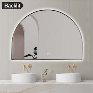 Mirrors And Mirror Cabinets: 1200x850MM GUNMETAL GREY METAL FRAME ARCHED BACKLIT LED MIRROR | DEFOGGER | 3 COLOURS LIGHTS