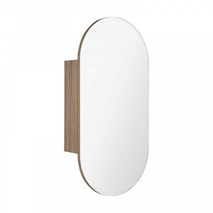 Mirrors And Mirror Cabinets: OVAL MIRROR CABINET - WALL MOUNTED | NATURAL OAK FINISH | 450X900MM PLYWOOD BATHROOM STORAGE