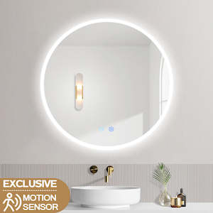 Mirrors And Mirror Cabinets: 600MM ROUND LED MIRROR WITH MOTION SENSOR | DEMISTER | 3 COLOUR LIGHTS | 20MM RIM