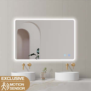900X750MM RECTANGULAR LED MIRROR WITH MOTION SENSOR | DEMISTER | 3 COLOURS LIGHT
