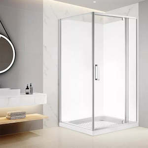Showers: 900X750MM CHROME SWING DOOR SHOWER ENCLOSURE - 2 SIDED