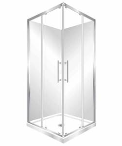 900X900MM SQUARE SHOWER ENCLOSURE KIT - SLIDING DOORS, LINER & TRAY (CHROME)