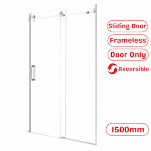 1500MM FRAMELESS SLIDING DOOR SHOWER GLASS- CHROME