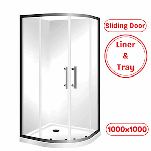 Shower Enclosure Kit: 1000X1000MM ROUND SHOWER ENCLOSURE KIT - BLACK