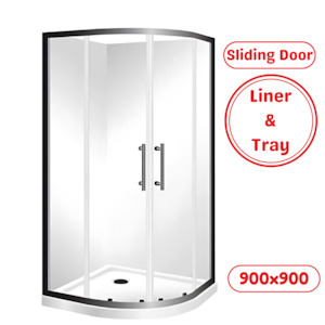 900X900MM ROUND SHOWER ENCLOSURE KIT - BLACK