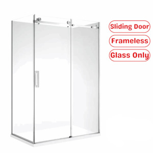1200X900MM FRAMELESS SHOWER SLIDING DOOR AND RETURN PANEL - CHROME