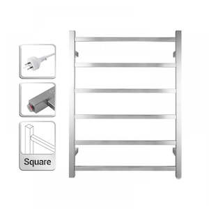 Heated Towel Rails: 6 BAR SQUARE HEATED TOWEL RAIL 800H*600W*120D- CHROME