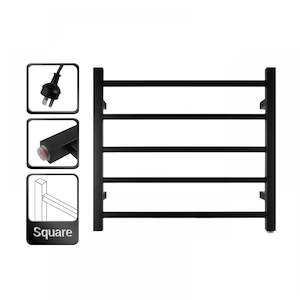 5 BAR SQUARE HEATED TOWEL RAIL 530H*600W*120D ZNY- MATTE BLACK