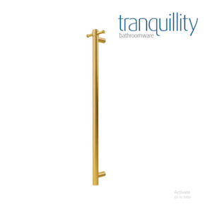 TRANQUILLITY ROUND VERTICAL HEATED TOWEL BAR 1000MM | BRUSHED BRASS