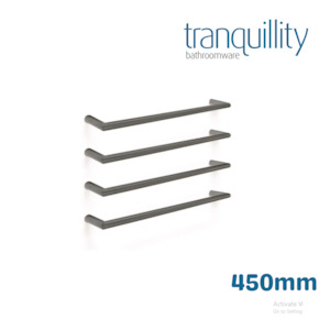 TRANQUILLITY ROUND SINGLE BAR HEATED TOWEL RAIL 450MM - BRUSHED GUNMETAL