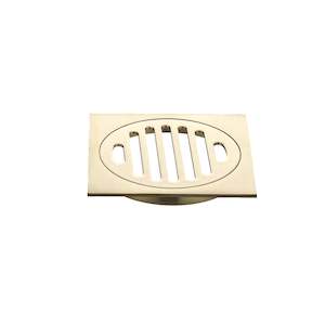 ZEPHYR 100MM SQUARE TILE FLOOR GRATE - BRUSHED BRASS