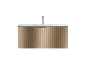MEHER FLUTED OAK WALL HUNG VANITY | 750MM |PLYWOOD