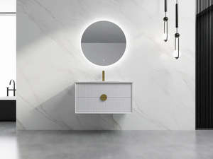 ELVA FLUTED WALL HUNG VANITY 900MM - WHITE