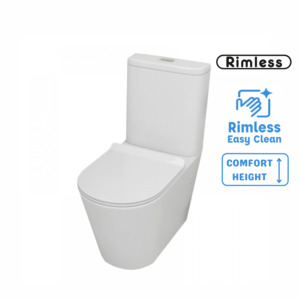 Toilet Suites: SANEUX OVERHEIGHT RIMLESS BTW TOILET SUITE 642x380x850MM