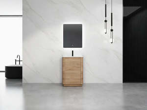 600MM BROOK CURVED FLOORSTANDING VANITY | HONEY OAK