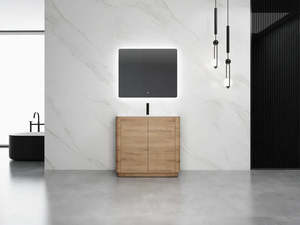 750MM BROOK CURVED FLOORSTANDING VANITY | HONEY OAK