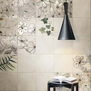 Tiles: IVORY DECO PORCELAIN TILE 200X200MM
