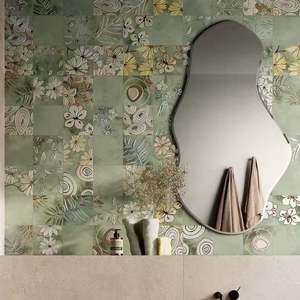 Tiles: THE GARDENS GREEN DECO PORCELAIN TILE 200X200MM