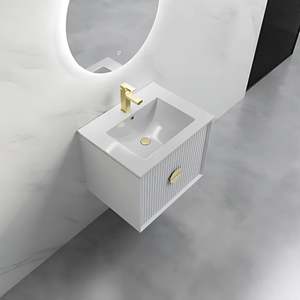 Vanities: ELVA FLUTED WALL HUNG VANITY 600MM - WHITE