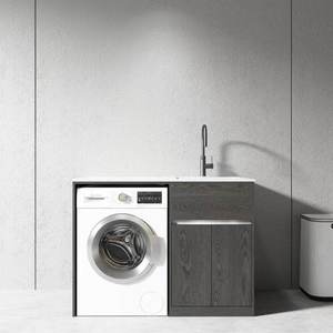 Products: 1200MM CHARRED ASH PLYWOOD LAUNDRY STATION | STONE BENCHTOP | STAINLESS STEEL SINK