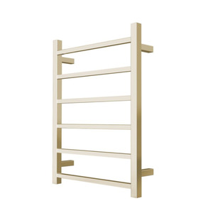 Products: ZEPHYR 6 BAR SQUARE HEATED TOWEL RAIL 675H*600W- BRUSHED BRASS