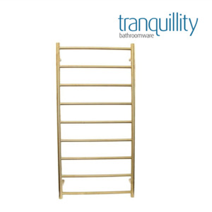 TRANQUILLITY JERSEY 9 BAR ROUND HEATED TOWEL WARMER 1200H*600W*120D - BRUSHED BRASS