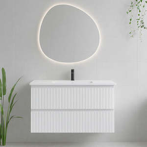 Vanities: FLUTED FRONT 750MM WALL HUNG VANITY - MATT WHITE