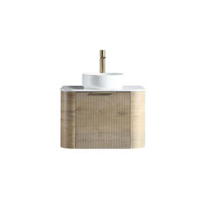 750MM CURVED WALL HUNG VANITY WITH FLUTED DRAWER FRONT | GOLDEN OAK