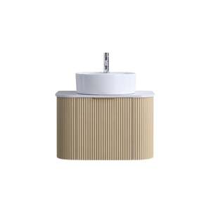 750MM CURVED FLUTED WALL HUNG VANITY| LIGHT BROWN OAK