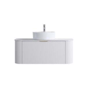 1200MM CURVED FLUTED WALL HUNG VANITY | MATT WHITE