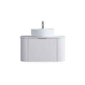 900MM CURVED FLUTED WALL HUNG VANITY | MATT WHITE