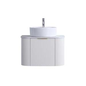 750MM CURVED FLUTED WALL HUNG VANITY | MATT WHITE