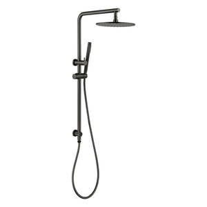 Shower Slides And Shower Sets: ROUND TWIN SHOWER SET - BRUSHED GUNMETAL