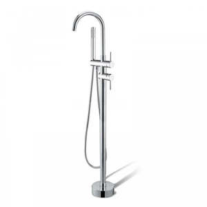 ROUND FREESTANDING BATH FILLER WITH HANDHELD SHOWER - CHROME, MATT BLACK
