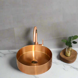 400MM ROUND STAINLESS STEEL BASIN SINK - BRUSHED COPPER