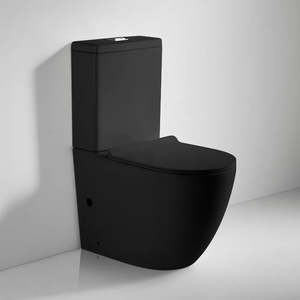 BLACK RIMLESS BACK TO WALL TOILET SUITE 620x345x830MM
