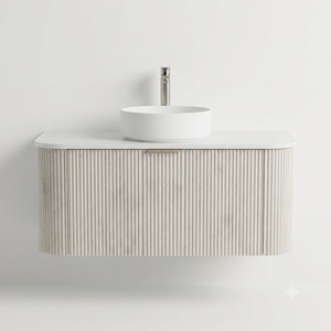 1200MM CURVED FLUTED WALL HUNG VANITY | ASH GREY