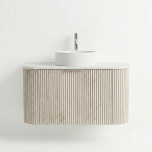 900MM CURVED FLUTED WALL HUNG VANITY | ASH GREY