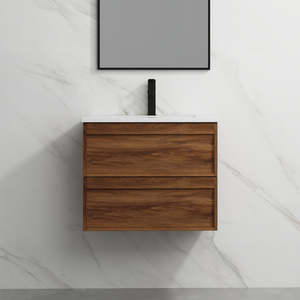 ASPEN WALNUT WALL HUNG VANITY 600MM | 2 DRAWERS, PLYWOOD FLOATING VANITY NZ