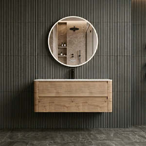1200MM BROOKLYN CURVED WALL HUNG VANITY | HONEY OAK
