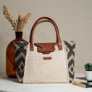 Hand Bags: Charcoal Chamak Boat Tote Bag