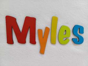 Door name: Myles - small letters suitable for a door.