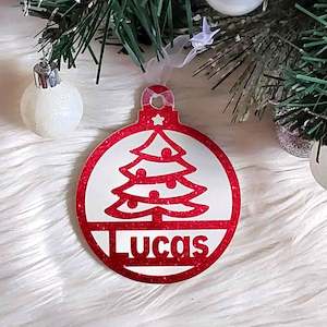 Christmas Decorations: Tree Christmas Decoration - Personalised in any name