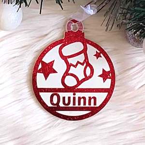Christmas Decorations: Stocking Christmas Decoration - Personalised in any name