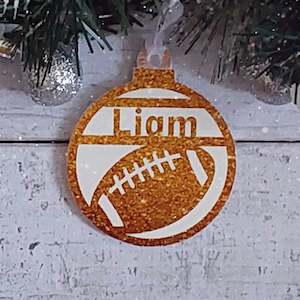 Christmas Decorations: Rugby Ball Christmas Decoration - Personalised in any name