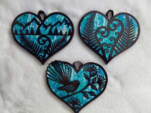 Set of 3 kiwiana wall decor hearts
