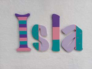 Personalised Names - 20cm high for the uppercase letter - Isla design and colour.