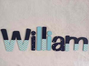 Personalised Names - 10cm high for the uppercase letter - William design and colour.