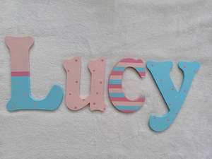 Personalised Names - 20cm high for the uppercase letter - Lucy design and colour.