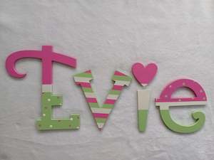 Personalised Names - 20cm high for the uppercase letter - Evie design and colour.